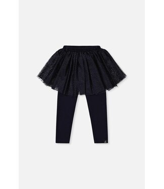 Deux par Deux Leggings With Integrated Tulle Skirt Dark Blue