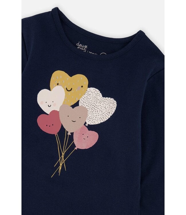 Deux par Deux Deux par Deux Organic Cotton T-Shirt Royal Blue/Pink