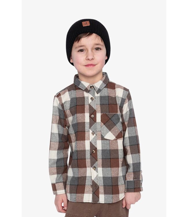 Deux par Deux Deux par Deux Plaid Flannel Shirt Grey/Beige