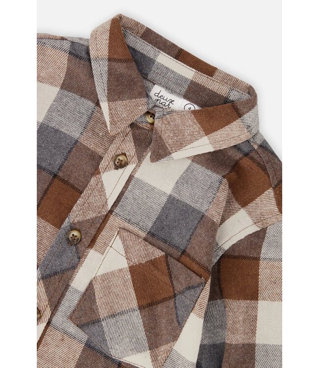 Deux par Deux Deux par Deux Plaid Flannel Shirt Grey/Beige