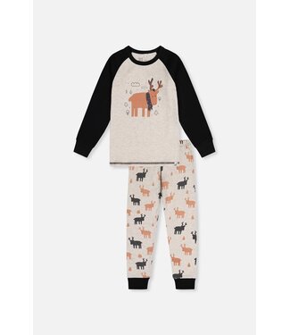 Deux par Deux Deux par Deux Organic PJ Set Elk Print Beige