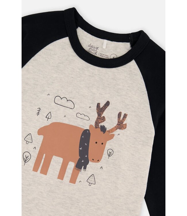 Deux par Deux Deux par Deux Organic PJ Set Elk Print Beige