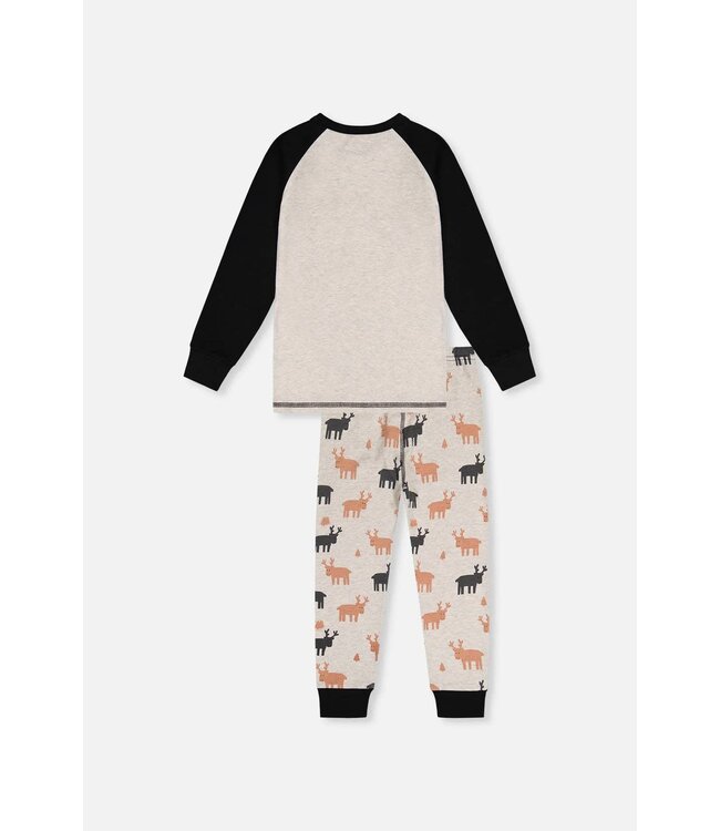 Deux par Deux Deux par Deux Organic PJ Set Elk Print Beige