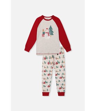 Deux par Deux Deux par Deux Organic PJ Set Christmas Print Beige