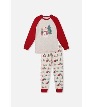 Deux par Deux Organic PJ Set Christmas Print Beige