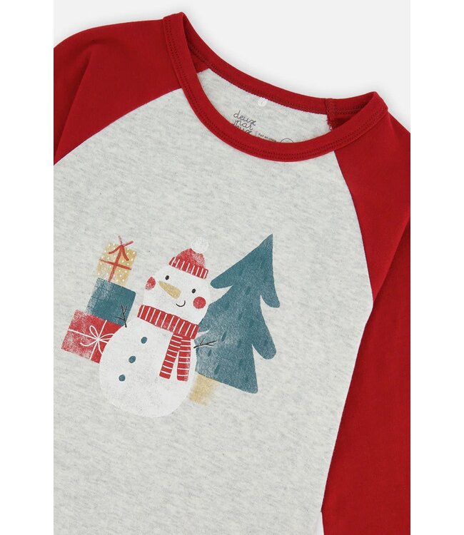 Deux par Deux Deux par Deux Organic PJ Set Christmas Print Beige