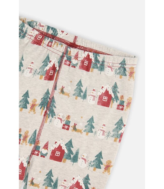 Deux par Deux Deux par Deux Organic PJ Set Christmas Print Beige