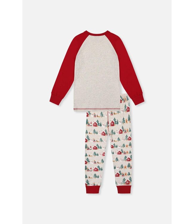 Deux par Deux Deux par Deux Organic PJ Set Christmas Print Beige