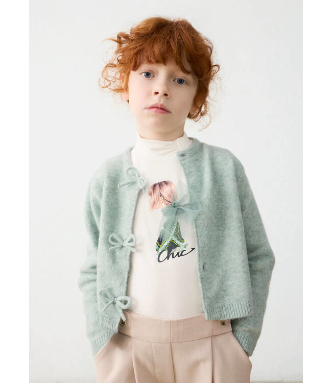 Mayoral Mayoral Knit Cardigan Bows Light Green