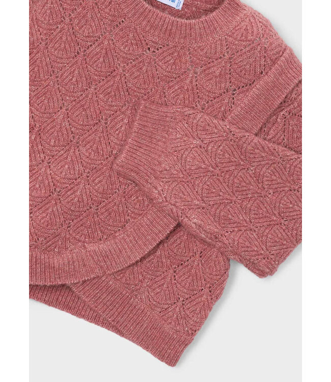 Mayoral Mayoral Open Work Sweater Dark Rose