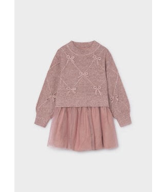 Mayoral Mayoral Knit Sweater & Tulle Dress Rose