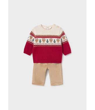 Mayoral Mayoral Reindeer Sweater & Cord Set