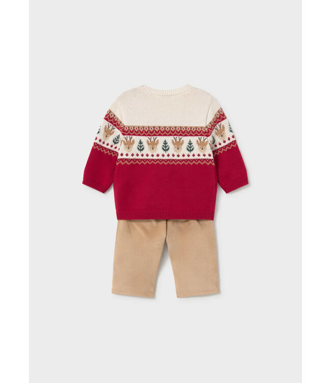 Mayoral Mayoral Reindeer Sweater & Cord Set