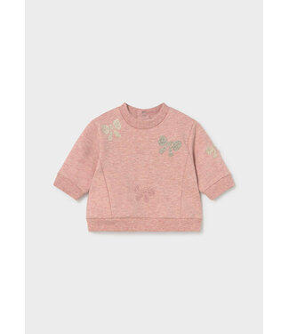 Mayoral Mayoral Embroidered Bow Sweatshirt Heathered Pink
