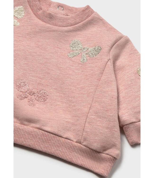 Mayoral Mayoral Embroidered Bow Sweatshirt Heathered Pink