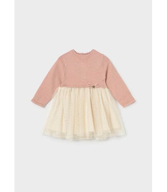 Mayoral Mayoral Glitter Knit & Tulle Dress Rose