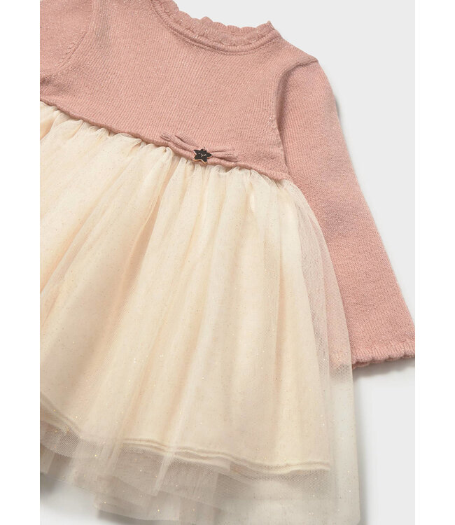 Mayoral Mayoral Glitter Knit & Tulle Dress Rose