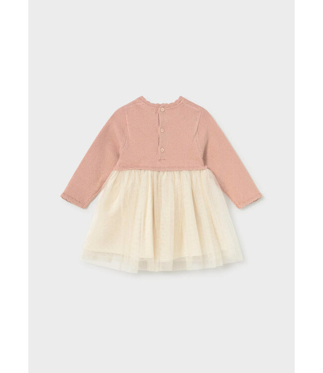 Mayoral Mayoral Glitter Knit & Tulle Dress Rose