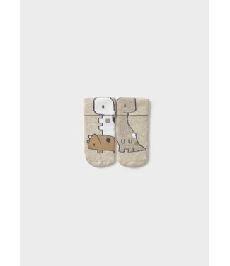 Mayoral Mayoral Infant Non-Slip Socks Taupe Dino