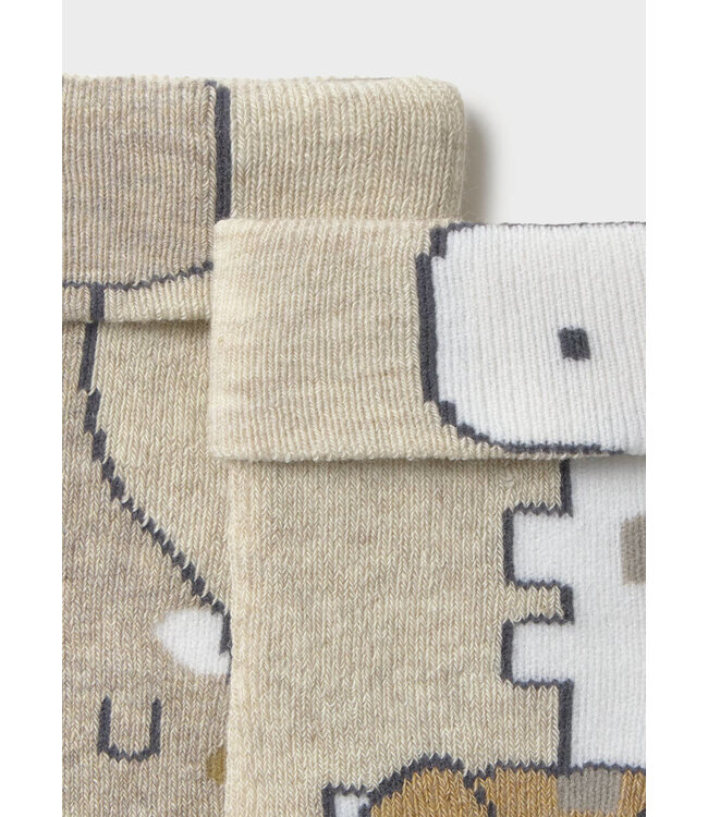 Mayoral Mayoral Infant Non-Slip Socks Taupe Dino
