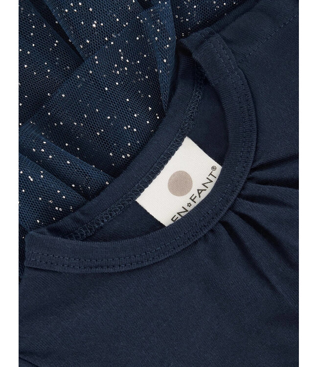 Enfant Enfant Tulle Glitter Dress Long Sleeve Navy