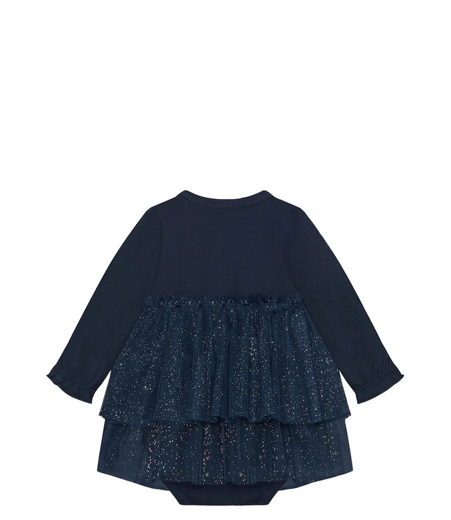 Enfant Enfant Tulle Glitter Dress Long Sleeve Navy