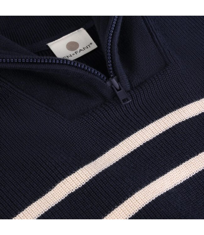 Enfant Enfant Mock Neck Zip Sweater Navy Striped