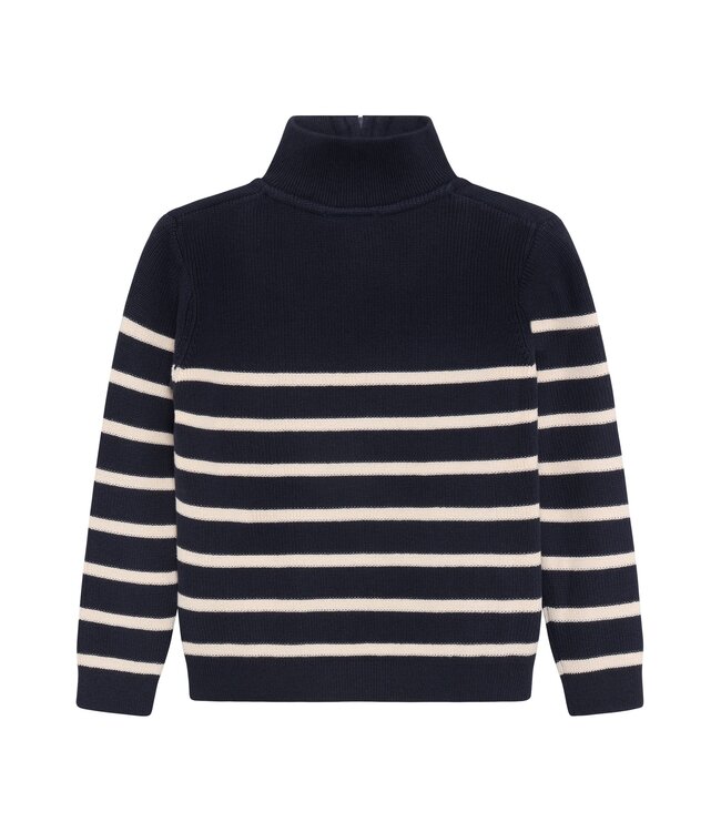 Enfant Enfant Mock Neck Zip Sweater Navy Striped