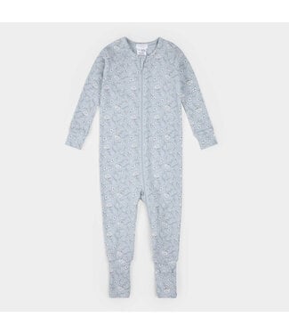 Petit Lem Petit Lem LunaKnit Sleeper Flower Print Light Blue