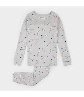 Petit Lem Petit Lem Ribbed PJ Set Slapstick Light Grey