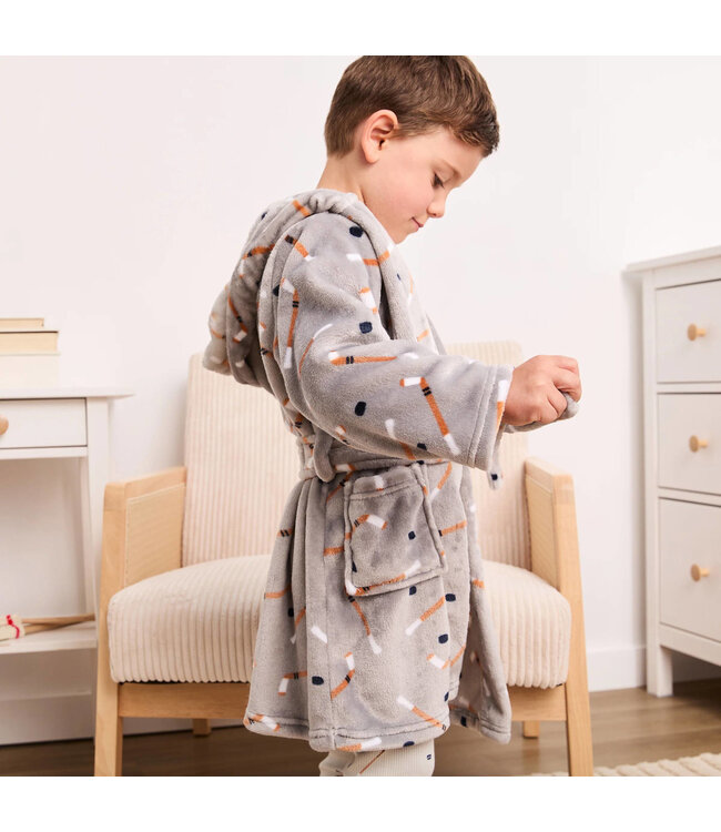 Petit Lem Petit Lem Plush Robe Slapstick Print Grey