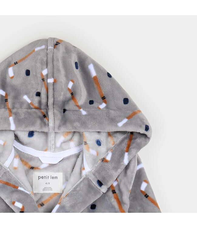 Petit Lem Petit Lem Plush Robe Slapstick Print Grey
