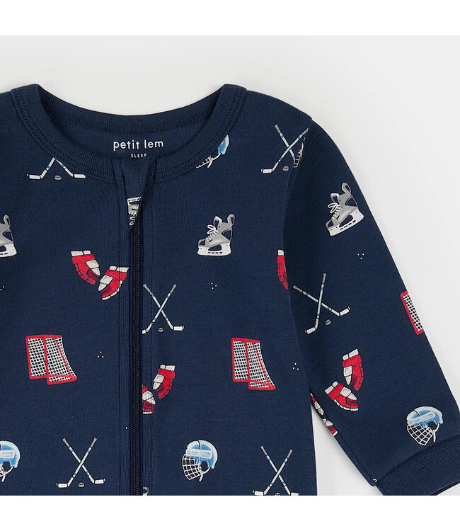 Petit Lem Petit Lem Sleeper Goal Getters Print Navy Blue