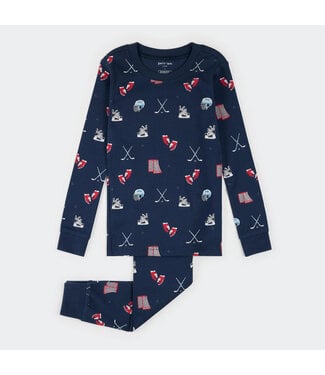 Petit Lem Petit Lem PJ Set Goal Getters Print Navy Blue