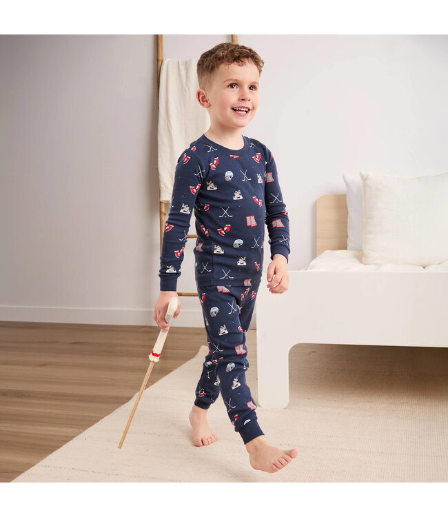 Petit Lem Petit Lem PJ Set Goal Getters Print Navy Blue