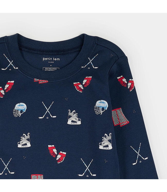 Petit Lem Petit Lem PJ Set Goal Getters Print Navy Blue