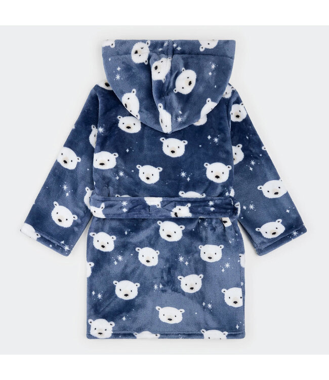Petit Lem Petit Lem Plush Robe Polar Bear Print Dark Blue