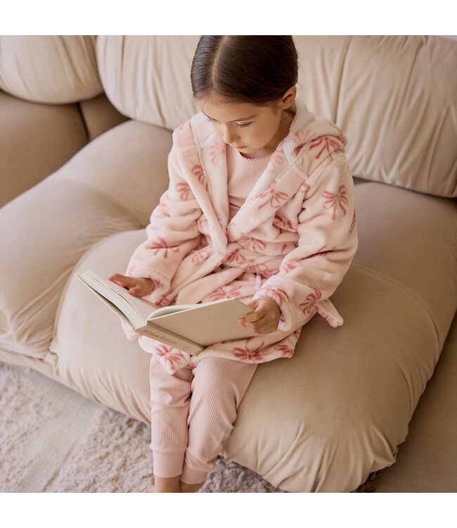 Petit Lem Petit Lem Plush Robe Ribbon Print Pink