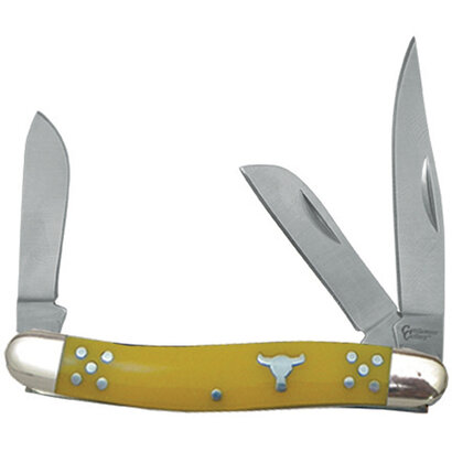 American Buffalo Knife and Tool Cattleman Yellow Stockman Knife