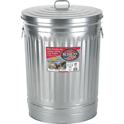 Behrens Mfg. LLC Behrens Galvanized Steel Round Trash Can with Lid