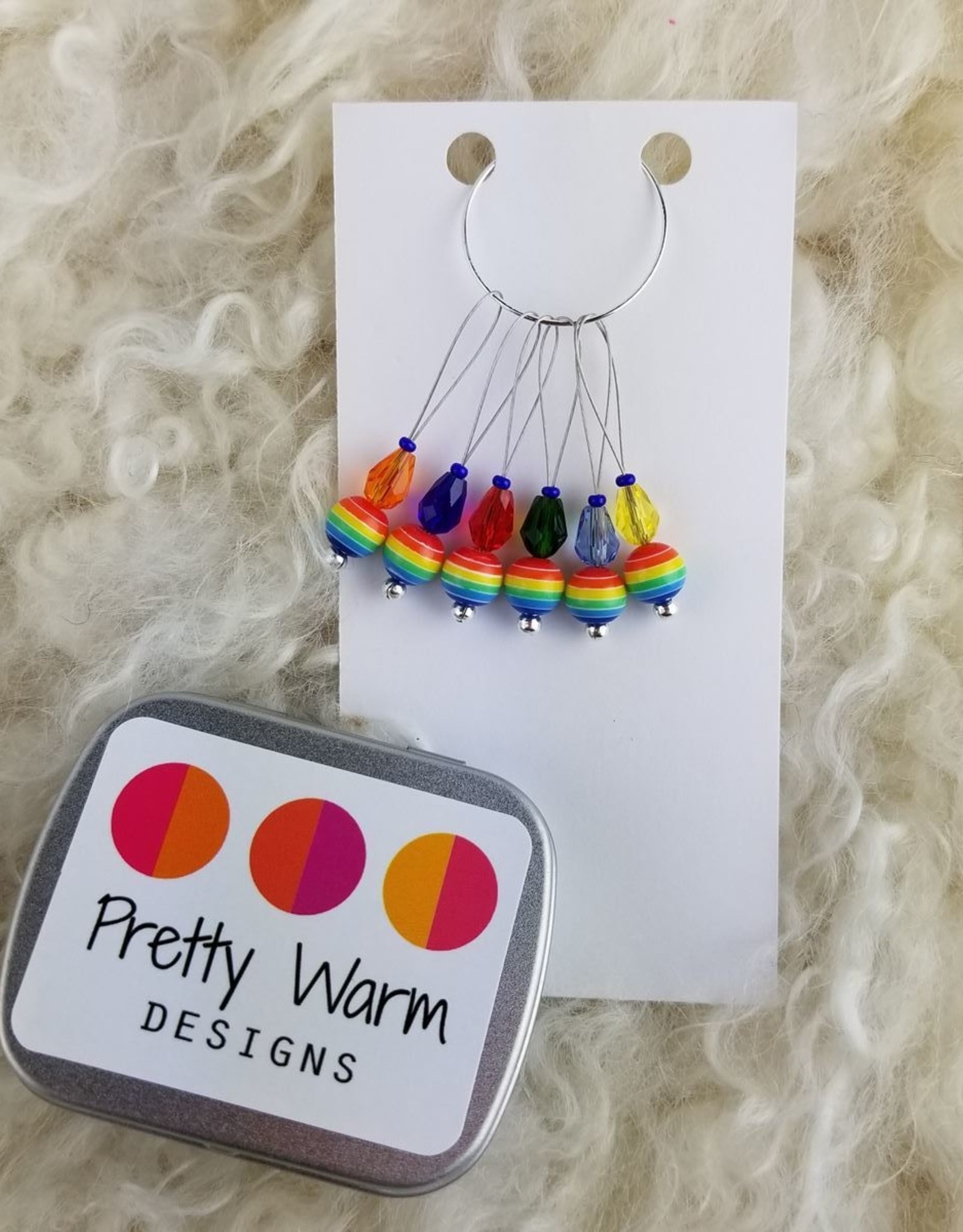 Pretty Warm Designs Stitch Marker Set/6 Rainbow Pride