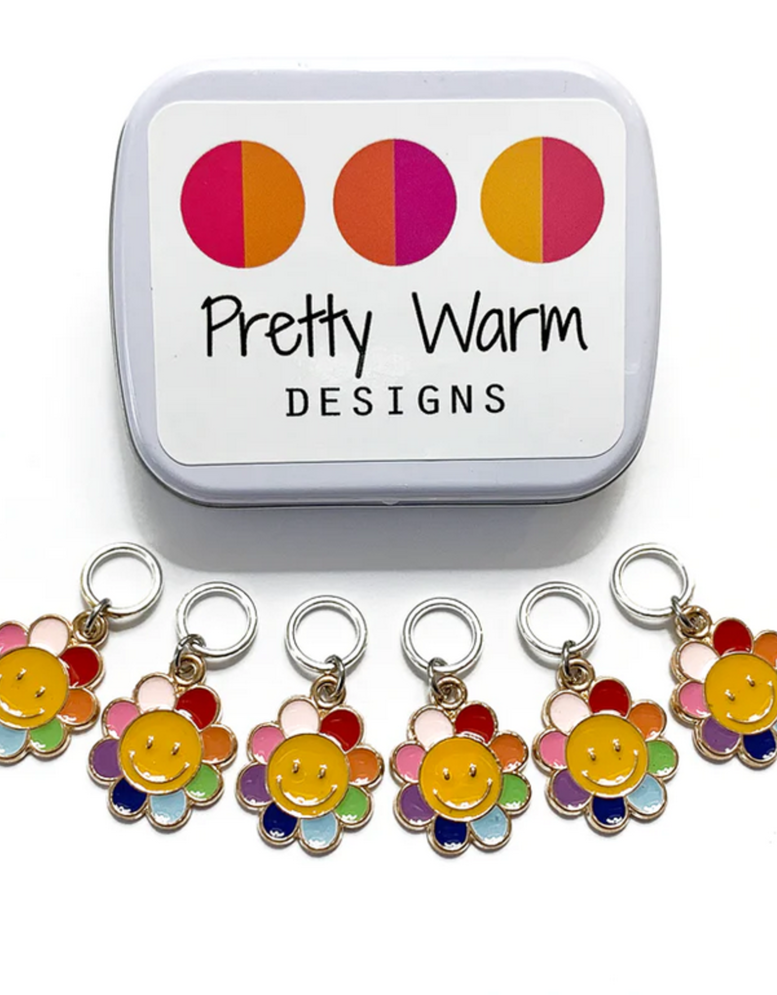 Pretty Warm Designs Stitch Marker Set/6 Happy Flowers
