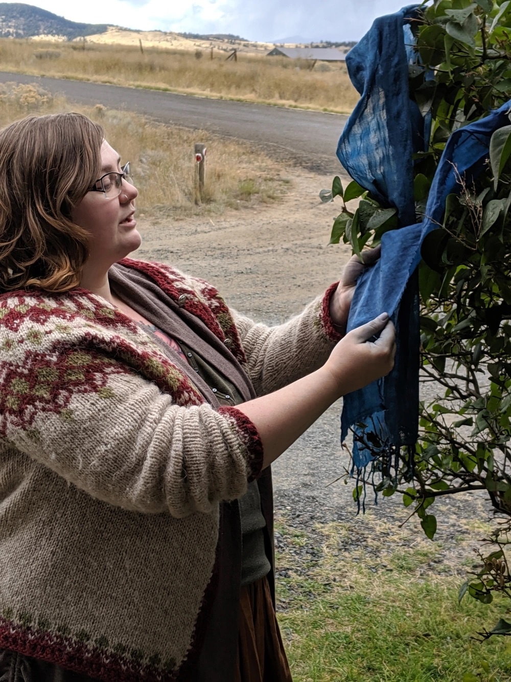 madeline with fabric at hot springs