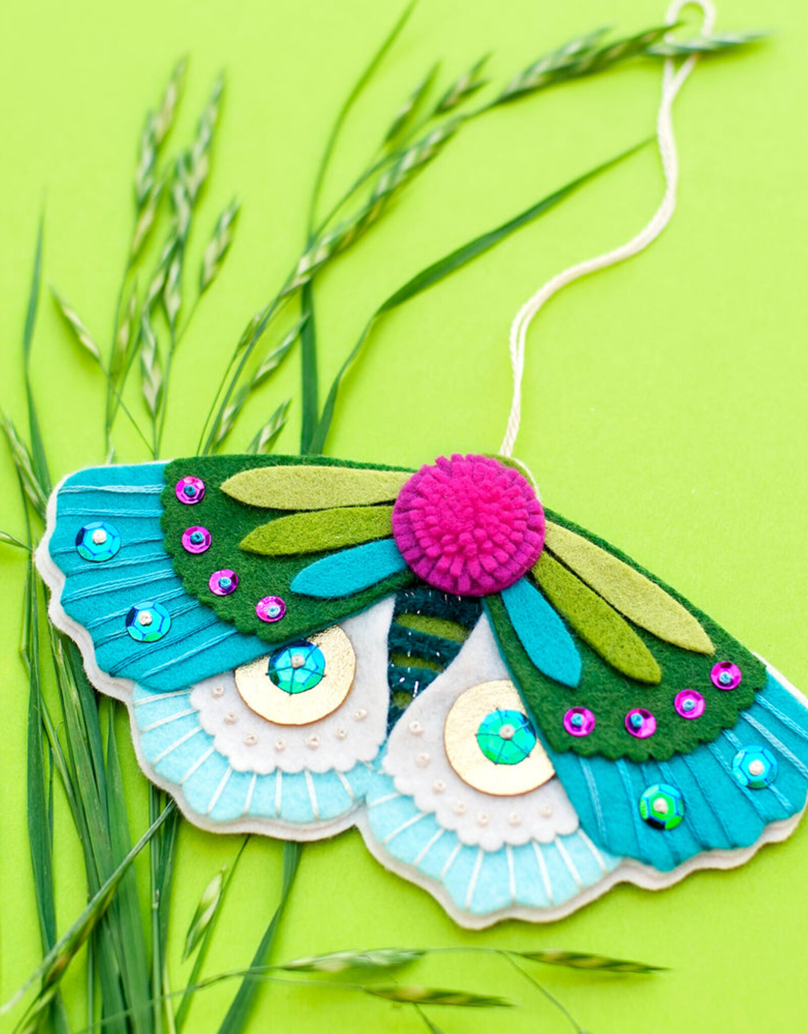 Embroid Kit Blue Moth Felt Ornament