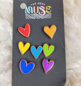 Gray Muse Enamel Pin hearts set of 7