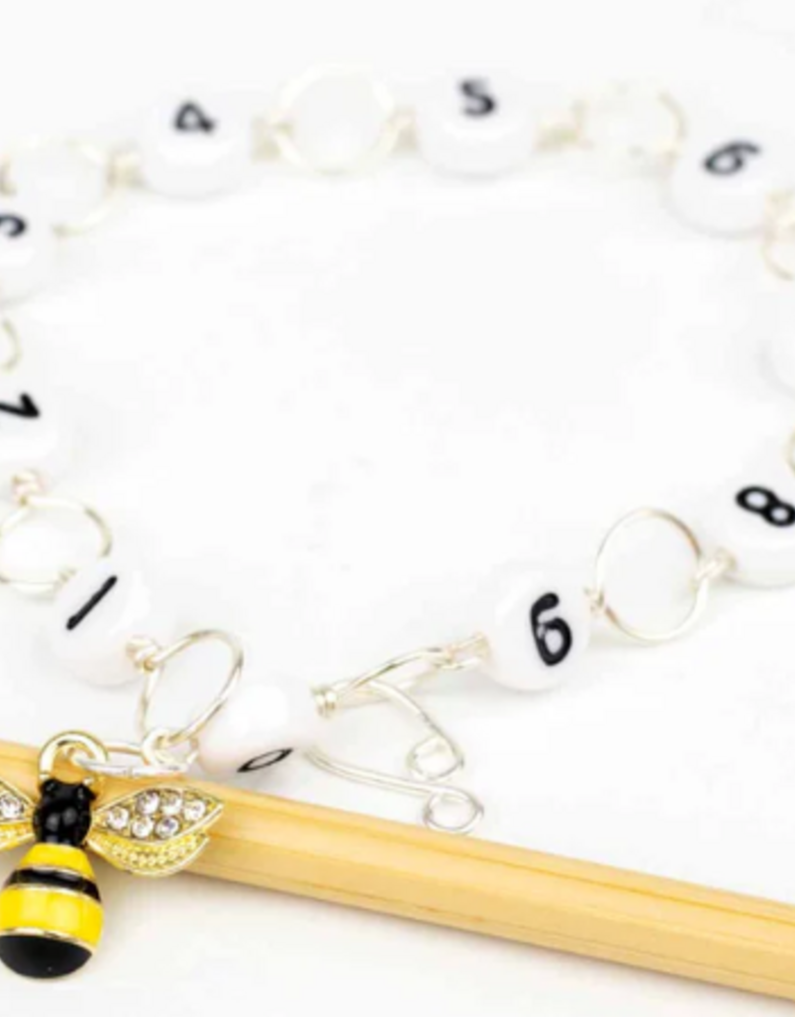 Row Counter Chain M Silver Sparkle Bee