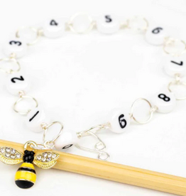 Row Counter Chain M Silver Sparkle Bee