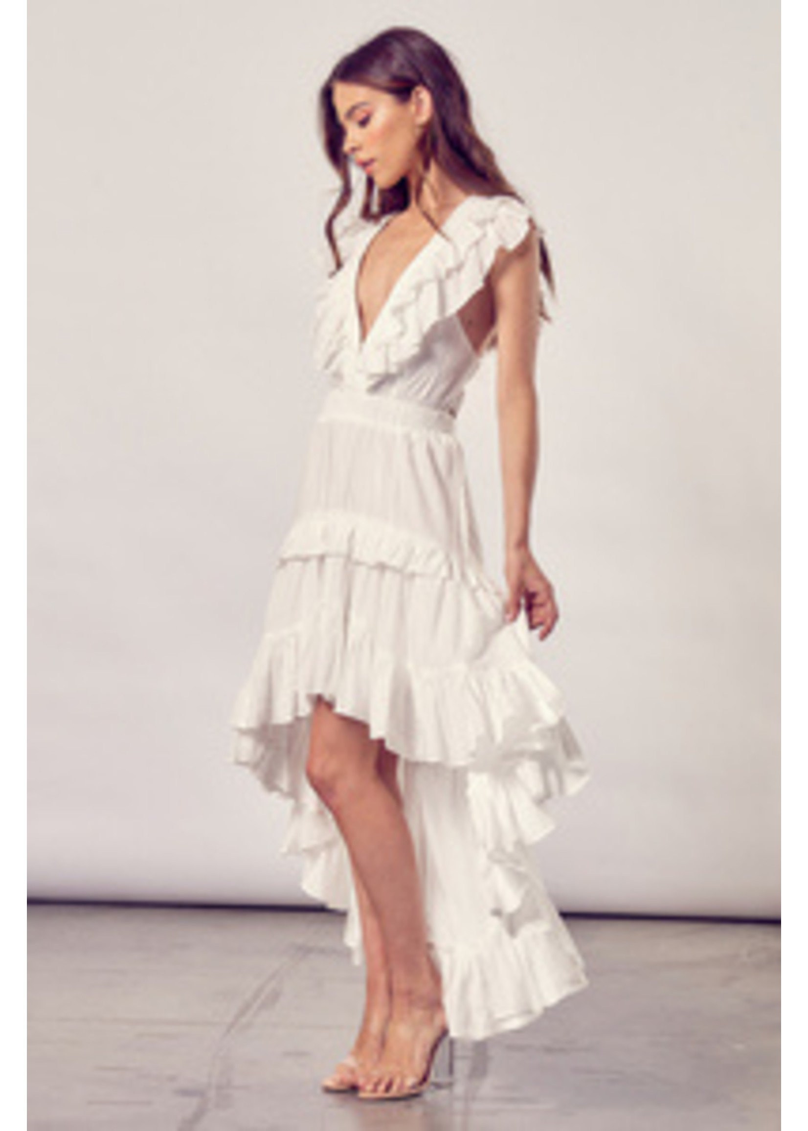 Do + Be Ruffled Angel Dress White