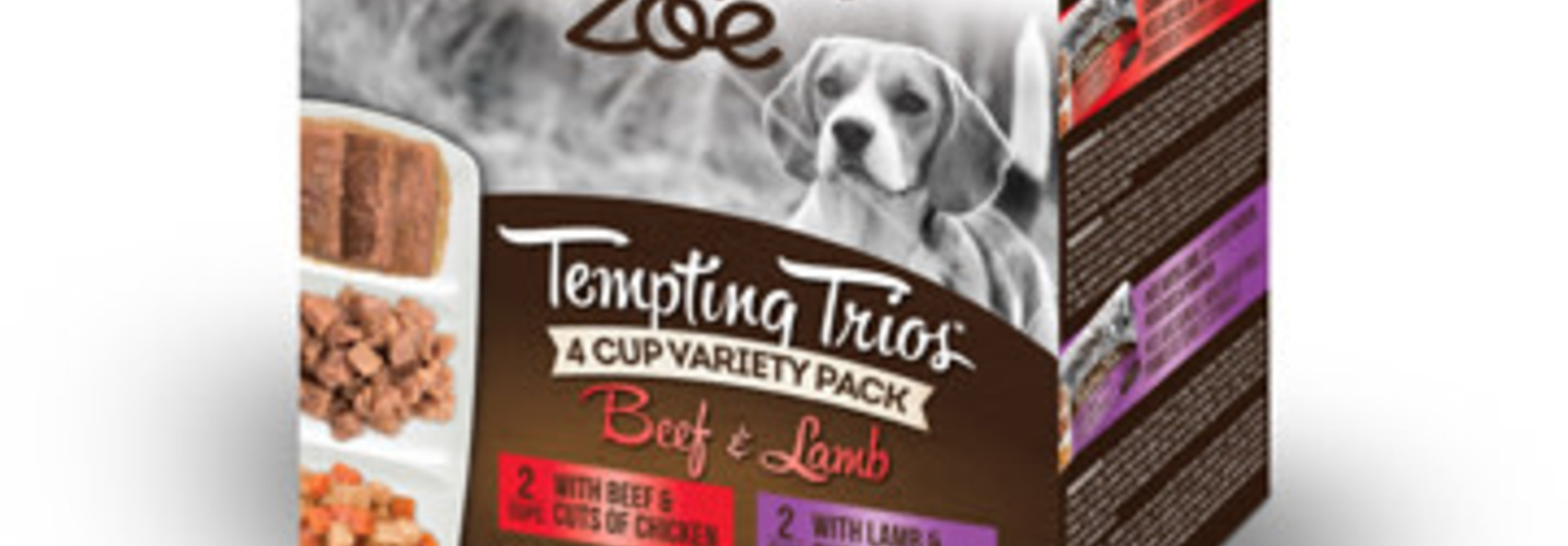 Zoe Tempting Trios 4 Cup Variety - Lamb & Beef 4 x 100g