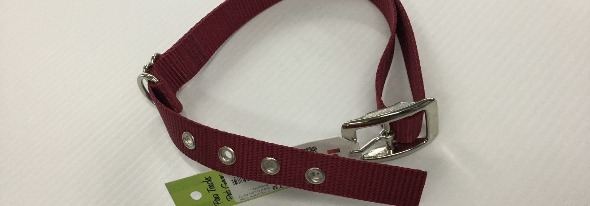 1" Adjustable Collar with Metal Double Bar Buckle Burgundy